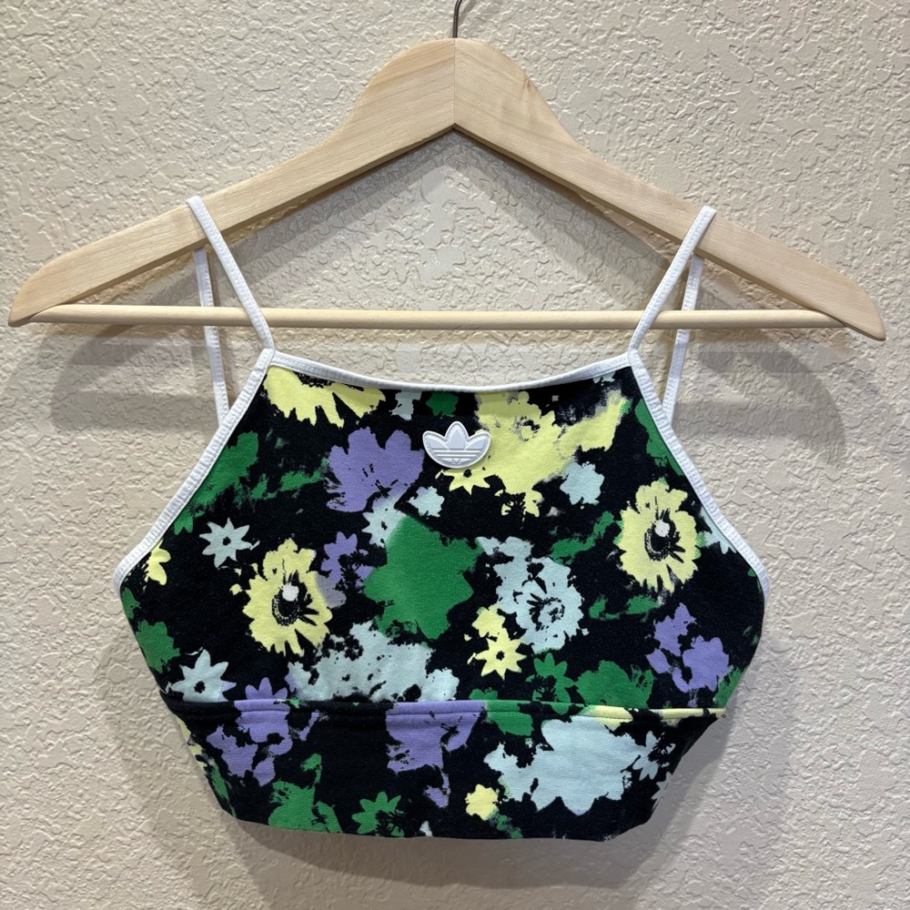 adidas Originals Floral Bra Top Multicolor Size Small Sporty Athleisure Y2K 90’s